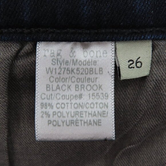 Rag & Bone Womens 26 O Ring Dive Capri High Rise Crop Black Brook Denim Jeans - Picture 8 of 12